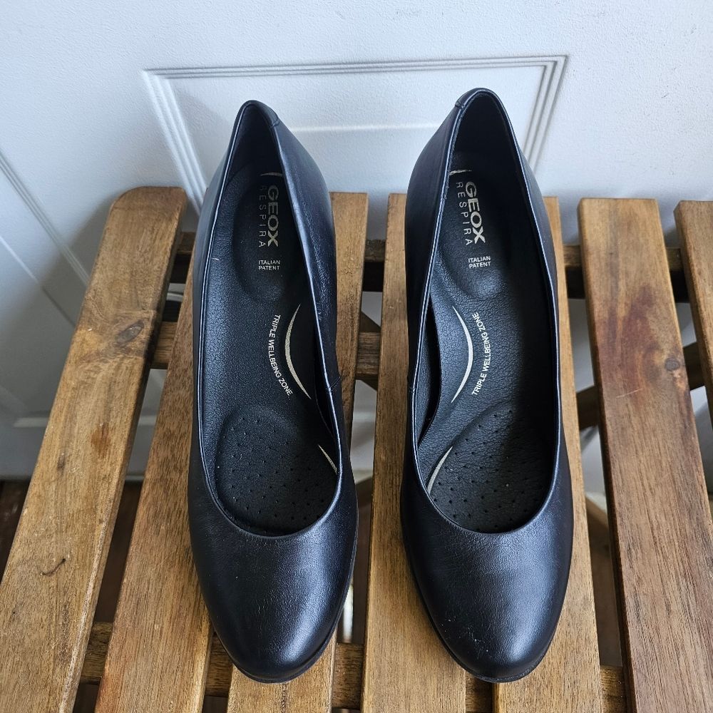 New GEOX Womens Adult NEWANNYA work shoes heels black leather